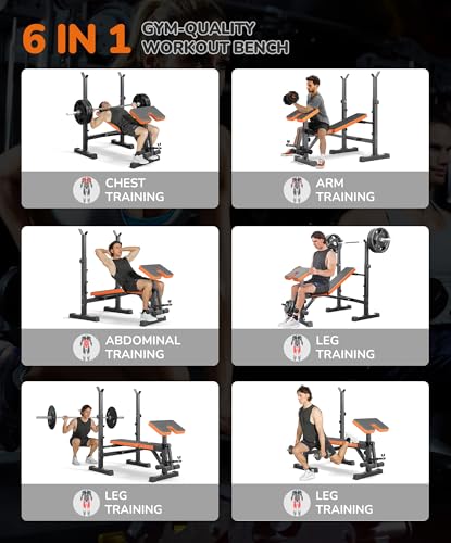 Image of Multi-Function All in 1 Weight Bench Set - Multi-Positions Heavy Duty Weight Lifting Sit Up Bench Workout Benchs Folding Bench Press for Home Gym