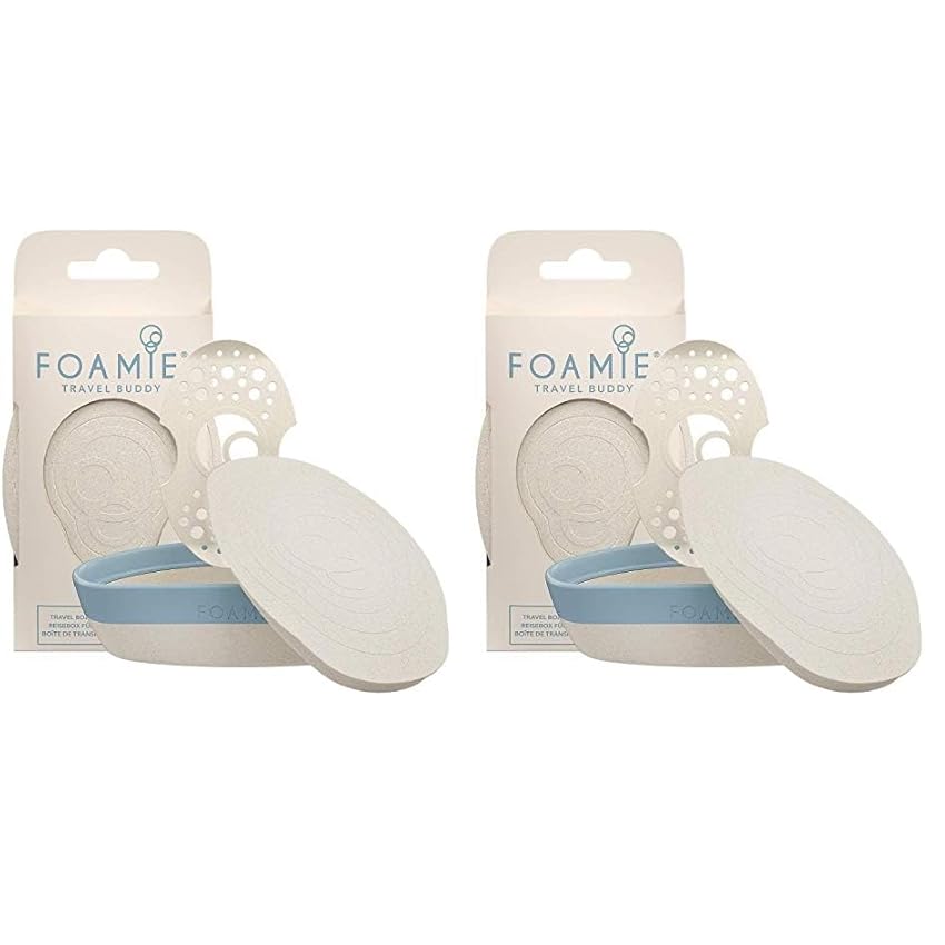 Foamie Travel Buddy Porta Sapone Solido Blu e Beige, Porta Saponetta Impermeabile 100% Sostenibile, Supporto per Sapone da Viaggio o Porta Saponetta per Doccia (Confezione da 2)