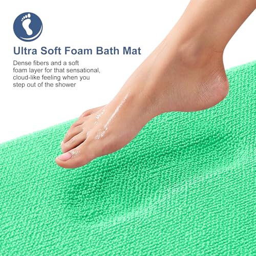 Image of OLANLY Thick Memory Foam Small Bathroom Rugs 24x16, Extra Soft Absorbent Bath Rug, Quick Dry Bath Mats, Non-Slip, Machine Washable Mat for Bathroom, Tub and Shower, Home Decor Accessories, Mint Green