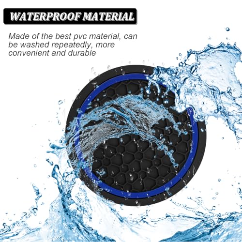 Image of Mandark 2PCS Car Cup Holder Coasters, 2.75 Inch Non-Slip Insert Water Bottle Holder Pads, Dustproof Automotive Interior Accessories Mat, Universal for Vehicles, Trucks, RVs and More(Black /Blue)