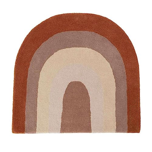 OYOY Mini - Teppich Kinderzimmer Rainbow Rug Junge/Mädchen - Braun/Beige/Rot Töne 88x90 cm Wolle Baumwolle Mix