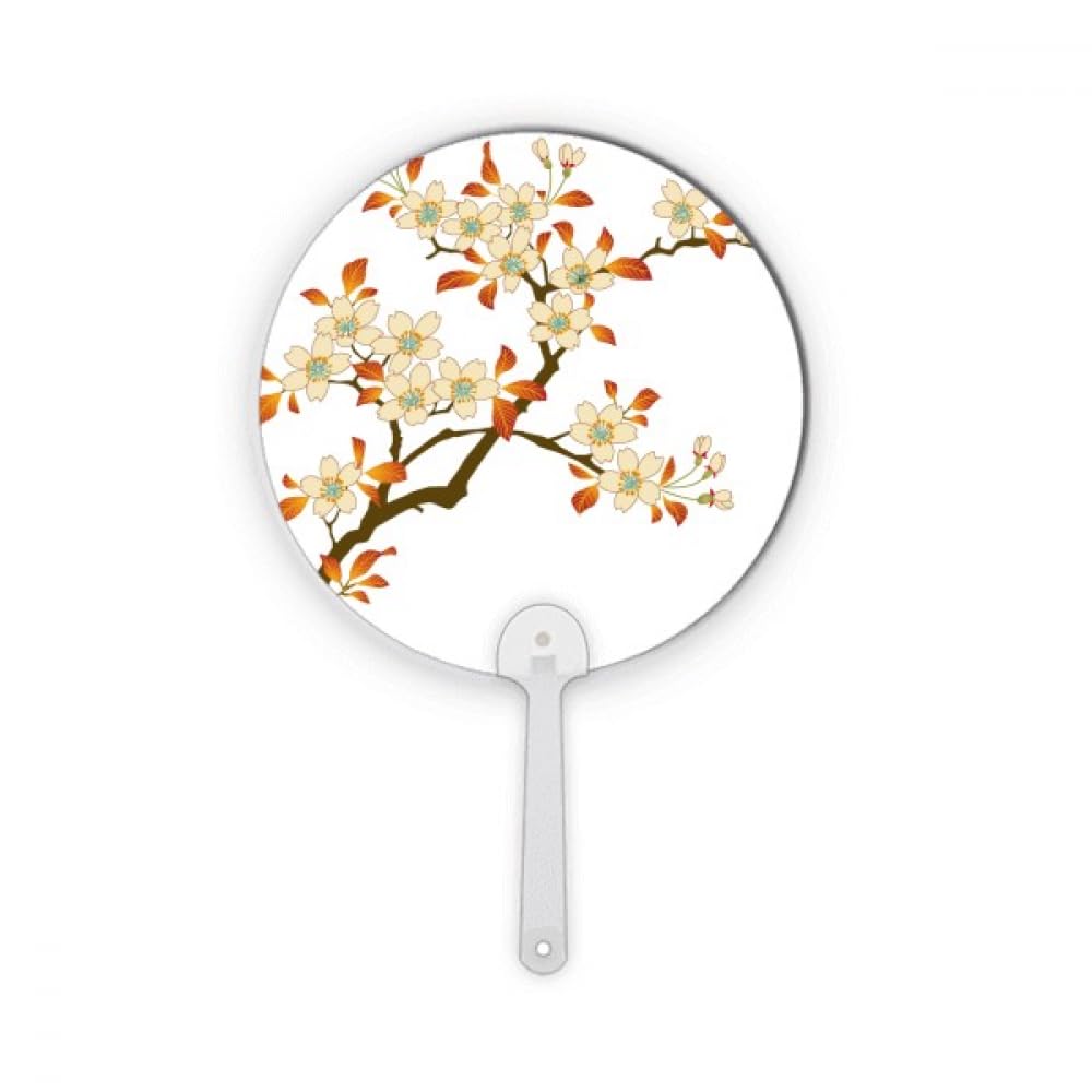 Éventail rond portable plastique avec motif mural fleur et finitions style artisanat