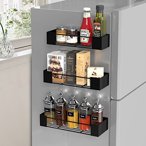 Golden Bell Magnetisches Gewürzregal Rack 3-Pack Kühlschrank Magnetische Regal Gewürz Organiser und Speicher Magnetische Gewürz Jar Halter Cover