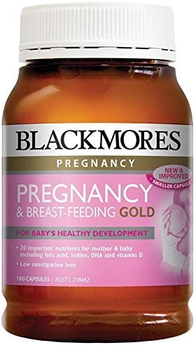 Blackmores Embarazo y Lactancia Oro 180 Cápsulas Suplemento de Salud Nutrientes Esenciales para Madre y Bebé Aceite de Pescado DHA