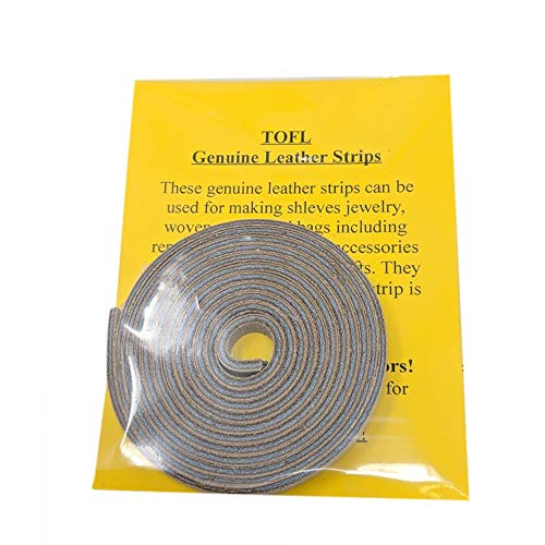 Tofl Genuine Top-Grain Leather Strap | 72 Inches Long | 3/8 Inch Wide | 1/8 Inch Thick (7-8 Oz) | 1 Leather Strip For Diy Arts & Craft Projects, Clothing, Jewelry, Wrapping | Beige #TOP4