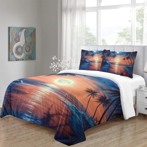 Housse de couette fermeture éclair plage 3D ensemble de literie 3 pièces microfibre super king - 5
