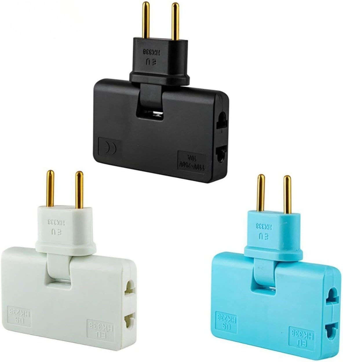 3 in 1 Adapter Plug – 180 Degree Rotatable Wireless Mini Slim Outlet, Foldable EU/US Converter, 2-Pin Rotating Wall Plug for Charging Multiple Devices (Pack of 1)
