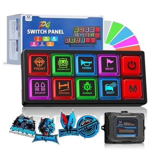 MICTUNING P4-NEON 8 Gang Switch Panel, Color-Coded Backlit Silicone Buttons, Universal Relay Control System with 60A Circuit Breaker, On-Off Toggle Touch Pod
