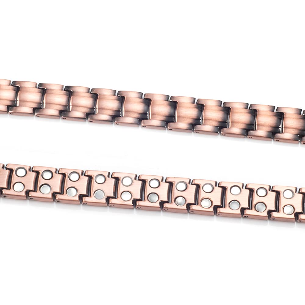 Armband aus reinem Kupfer für Frauen, mit doppelreihigen Magneten, magnetische Kupfer-Armbänder – Geschenk für Mutter, Tochter
