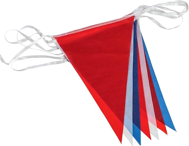 Besto Bunting Flags Double Sided Polyester Fabric Bunting Banner Decorations 10 Meter 20 Flags, Red White Blue Bunting Banners for Wedding, Birthday, Rainbow, Garden Party Decorations Indoor & Outdoor