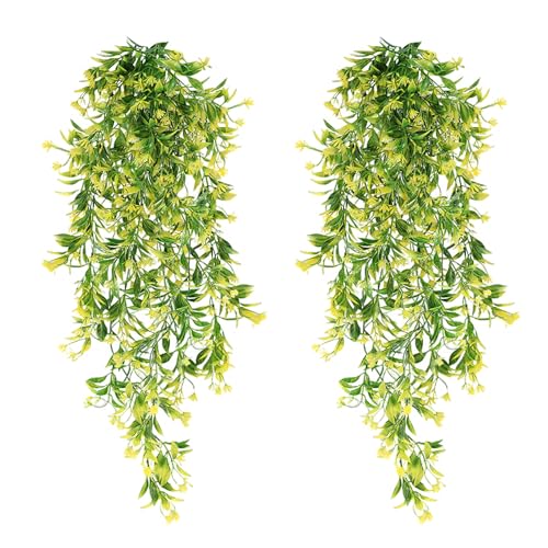 2 Pezzi Pianta Finta Cadente,78CM Pianta Artificiale Sospesa Piante Finte da Interno Ghirlanda di Edera Finta da Esterno Plastica Piante Pendenti Artificiali per Giardini Soggiorno Balconi Cucina-2