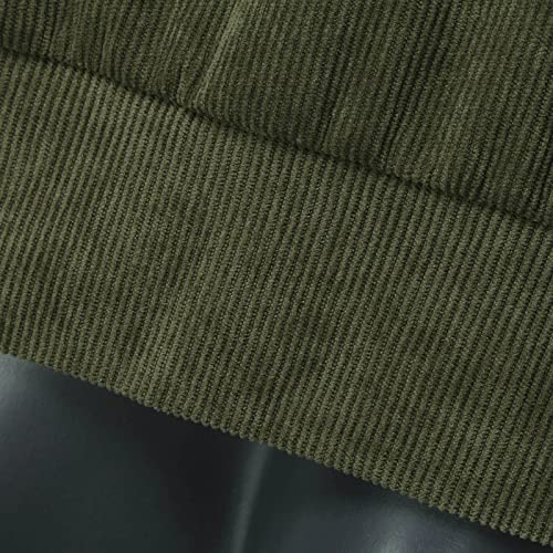 YHEGHT Jaqueta masculina casual cor sólida de veludo cotelê gola redonda com calça de cadarço dois t