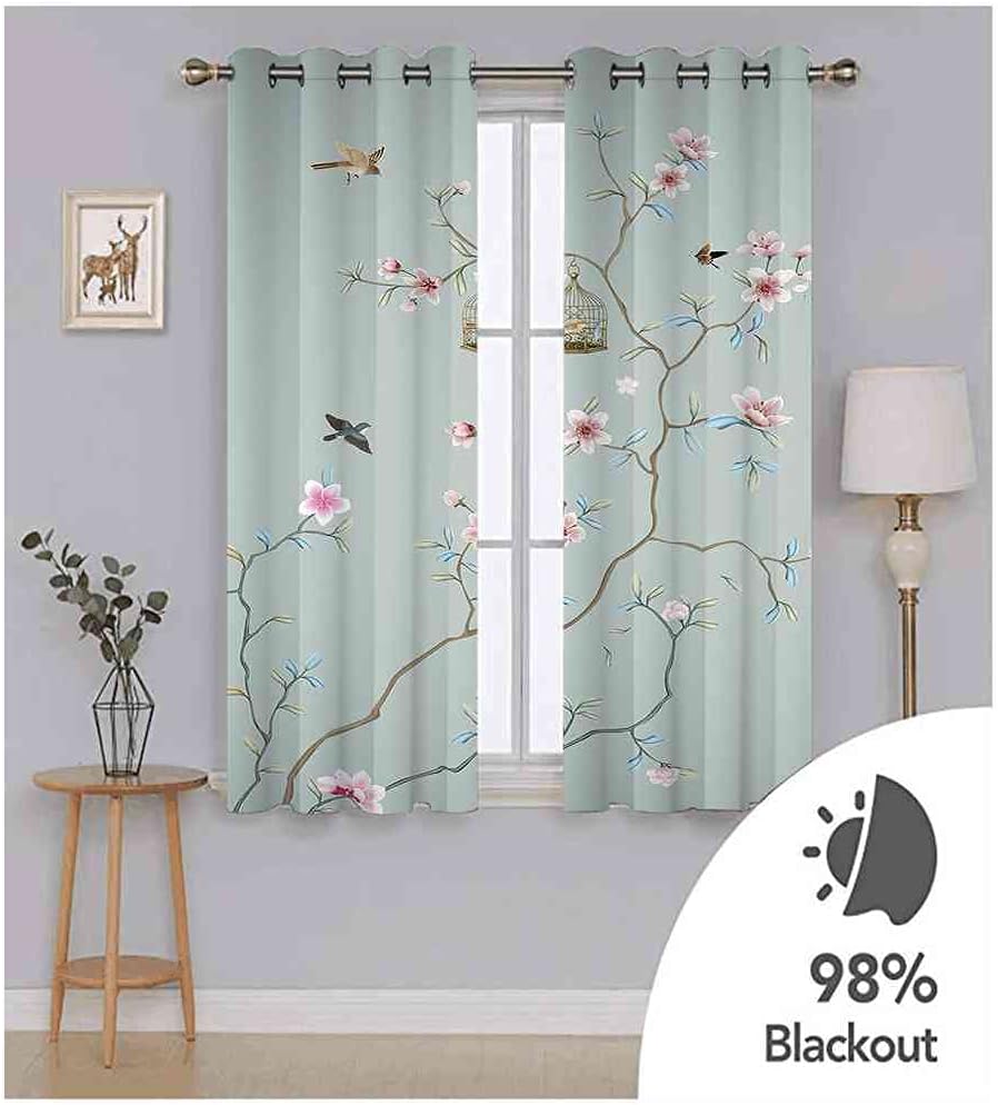 Modern Blackout Curtains with Eyelet 3D Printed Thermal Insulated Window Treatments Creative Tree Vine Bird cage Living Room Bedroom Window Drapes 2 Panel Set 72" X 108" (2XW27.5"xL63")