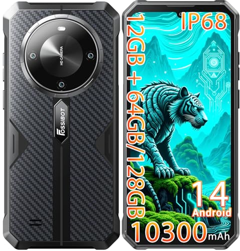Image of FOSSIBOT F119-114 Rugged Smartphone Unlocked,12+64GB /128GB Cellphone,10000+mAh Battery,20MP+8MP Waterproof Phones, 6.745 inch HD Display Display,IP68 /IP69K /Dual Sim /2026 Black