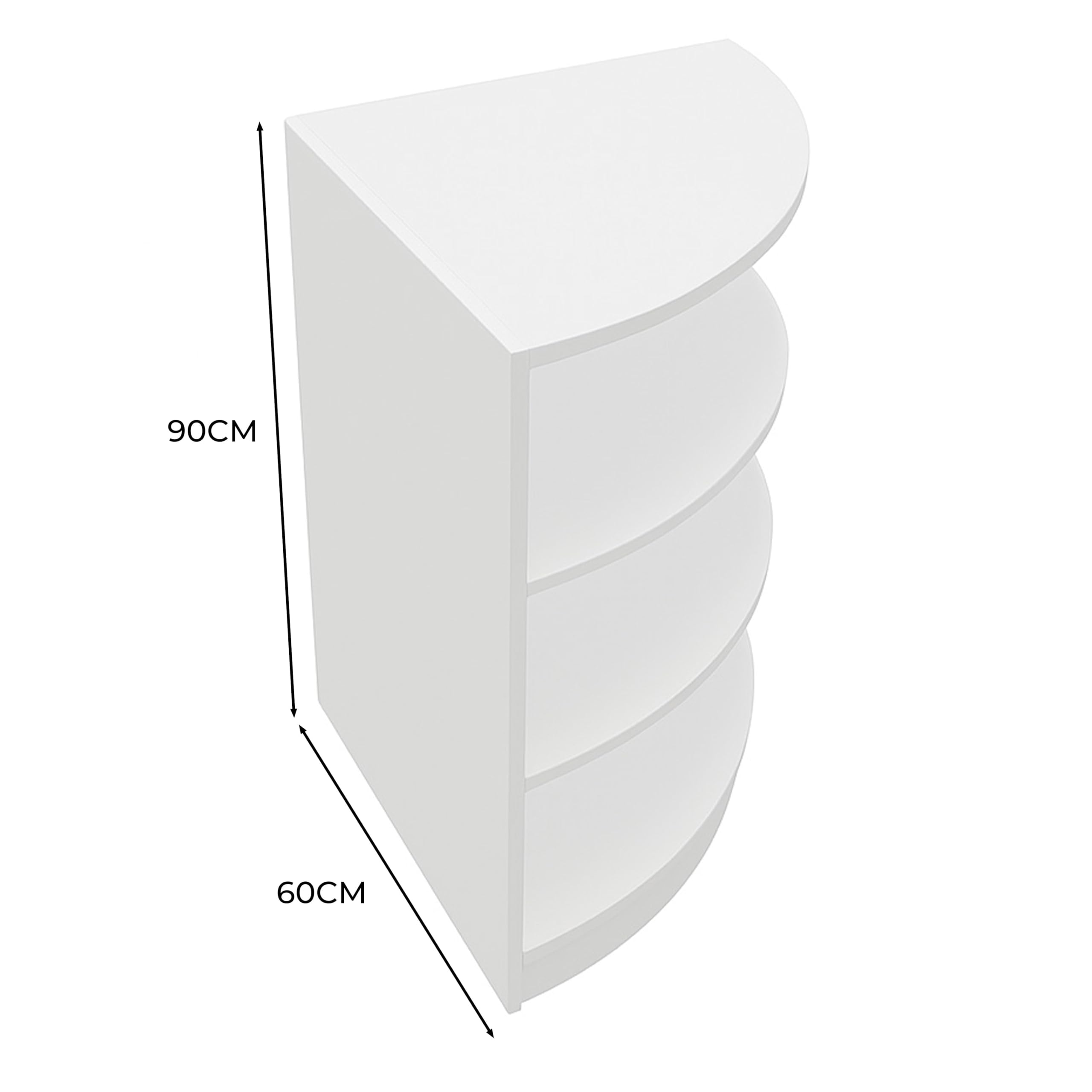 Monster Shop Eck-Ladentheke Weiß LM60 – Modulares und Aufbewahrungsregal aus MDF mit Melaminbeschichtung – Offene Front – 3 Innenregale – Empfang, Mode- oder Schmuckgeschäft – 60 x 90 x 60