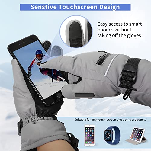 Miushion Ski Snow Gloves For Men & Women, Insulated Touchscreen Snowmobile Winter Gloves, 3M Thinsulate Waterproof Windproof Warm Snowboard Skiing Gloves With Pocket(L) #TOP2