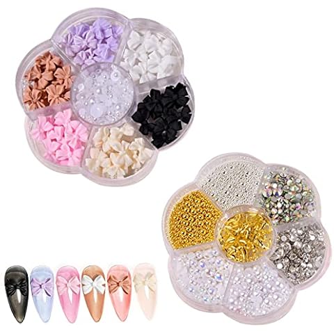 Kit de Decoración de Uñas 3D con Pajarita y Perlas Cover