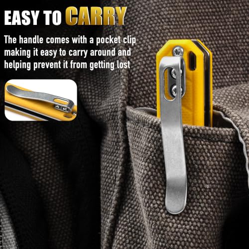Image of OLITANS G046 Mecha Mini Slim Folding Scalpel with 5pcs #24 and 5pcs #60 G10 Handle with Liner Lock, Utility EDC Pocket Knife with Back Clip (Yellow)