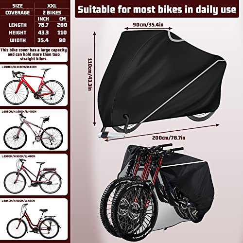 Bike Covers Outdoor Storage Waterproof, Bicycle Covers For 2 Or 3 Bikes Waterproof Heavy Duty Ripstop Bike Storage With Reflective Strips Rain Snow Uv Anti Dust For Mountain Road Bikes With Lock Holes #TOP1