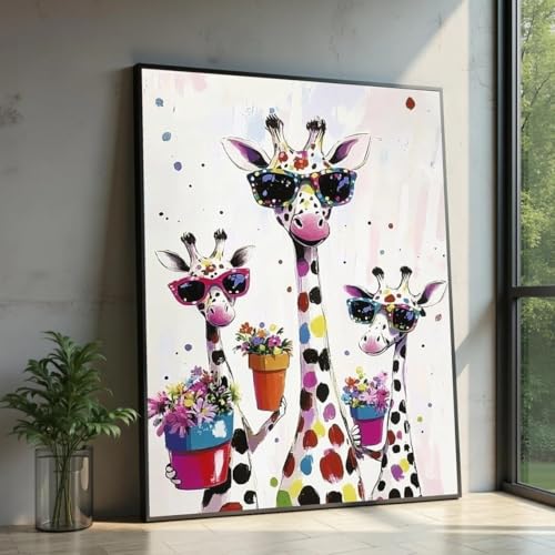 Tableau sur toile famille girafes lunettes de soleil déco complice