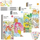 [4Pack] Pocket Watercolor Painting Book, Watercolor Paint Bookmark Portable Watercolor Paint Kit, Im