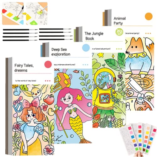 [4Pack] Pocket Watercolor Painting Book, Watercolor Paint Bookmark Portable Watercolor Paint Kit, Improve Creativity And Concentration For Artist Beginning Aldult Painters Kids (Set Of 4 Books - Abcd) #TOP4