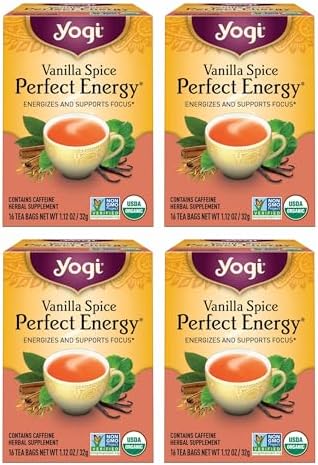 Yogi Vanilla Spice Perfect Energy Tea, 16 Tea Bags (4 Pack)