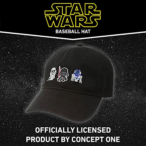 Concept One Star Wars Dad Hat, Darth Vader, R2-D2 And Stormtrooper Cotton Adult Baseball Cap With Curved Brim, Black, One Size #TOP5