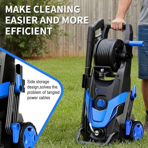 2026Upgraded Pressure Washer 4800PSI w/4 Quick Connect Nozzles, Inlet Hose & Filter&500ML Soap Tank, High Cleaning Machine for Cars/Fences/Driveways/Patios/Home Cleaning,Blue — view 6