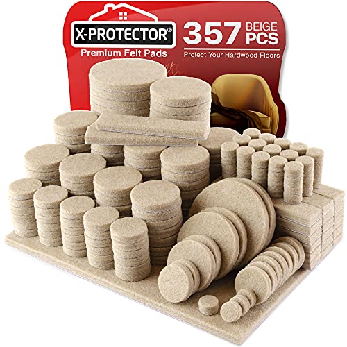 X-Protector 357 pcs Beige Felt Furniture Pads - Hardwood Floor Protectors