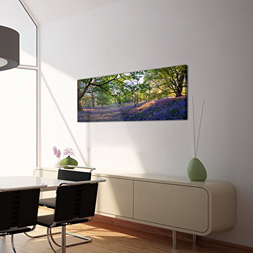 Klvos - Large Nature Landscape Tree Forest Wall Art Gallery Wrapped Purple Lavender Flowers Picture Canvas Prints Home Wall Decoration (20"X48" Lavender) (Laverder, 1 Panel) #TOP2