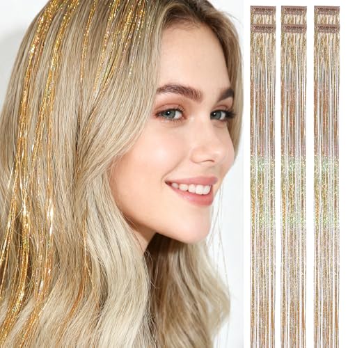 HANDWIG Champagne Gold Clip-In Hair Tinsel