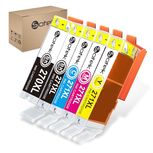 Sotek 270XL 271XL 270 271 XL, Work with Pixma MG5720 MG5721 MG5722 MG6820 MG6821 MG6822 MG7720 TS5020 TS6020 TS8020 TS9020 Printers (BK/BK/C/M/Y)