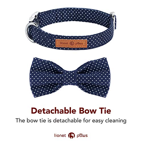 Lionet Paws Hundehalsband mit Fliege, Langlebiges Bequemes Baumwolle Halsband mit Metall-Klickverschluss für Hunde und Katzen, Hals 20-30cm