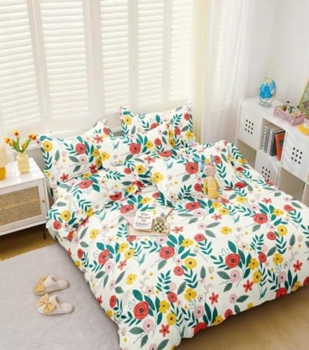 Image of TIB The Intellect Bazaar Flat Double Bedsheets with 2 King Size Pillow Covers | Double Bed Breathable | Wrinklefree | Ultrasoft | 90 x 100 Inches, 7X7.5 Feet | M-Rose's