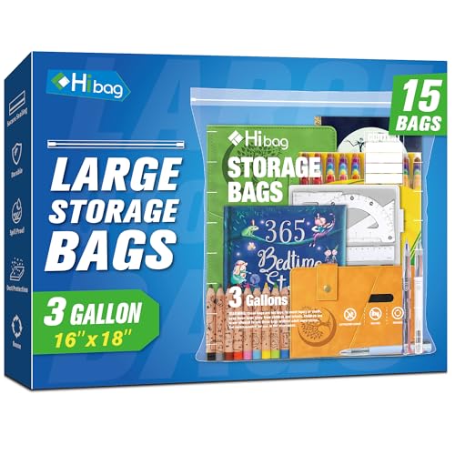 3 Gallon Extra Large Zippered Plastic Bags for Storage