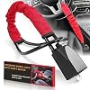 Esploratori Steering Wheel Lock and Seat Belt Anti-Theft Lock with Keys for Car Security – Universal Fit for Most Vehicles, SUVs, Vans, Golf Carts, and Trucks Red
