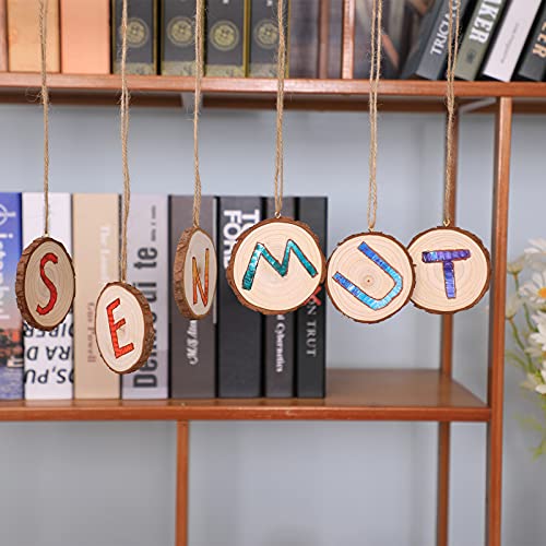 Senmut Wood Slices 30 Pcs 2.0-2.45 Inches Unfinished Wood Craft Natural Rounds Christmas Ornament Wooden Circles Pre-Installed Tree Slices With Small Eye Screws #TOP1