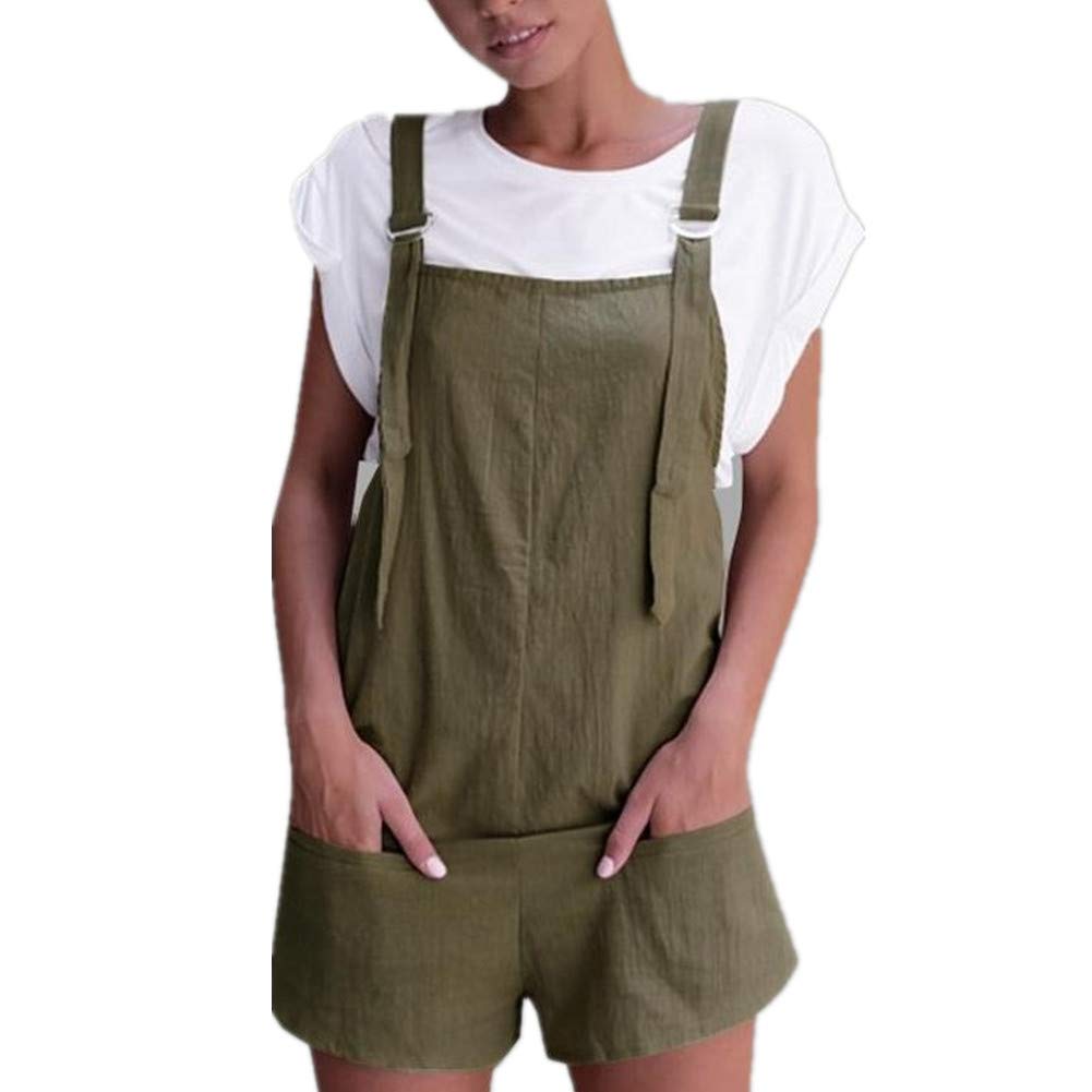 Morbuy Petos de Pantalones Casual para Mujer, Verano Baggy Harem Mono Suelto Moda Bolsillos Overoles Corto Jumpsuit Tirantes Playa Fiesta Short Pantalones Embarazados