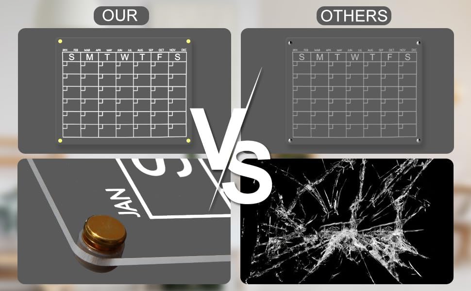 Miniatura 9 de Calendario acrílico para refrigerador con imanes dorados, calendario mensual transparente con 2 clips magnéticos dorados, cuatro marcadores