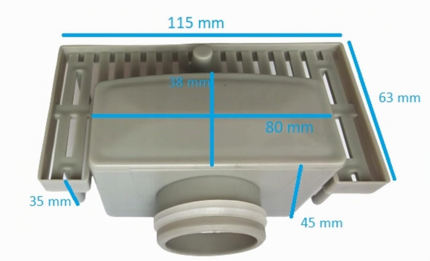 Siphon Bille Joint à Double Lèvre Caniveau Douche 36-38mm Gris | Joint NBR pour rigole de douche, caniveau linéaire mural latéral, salle de bains, vidange évacuation douche de plain-pied