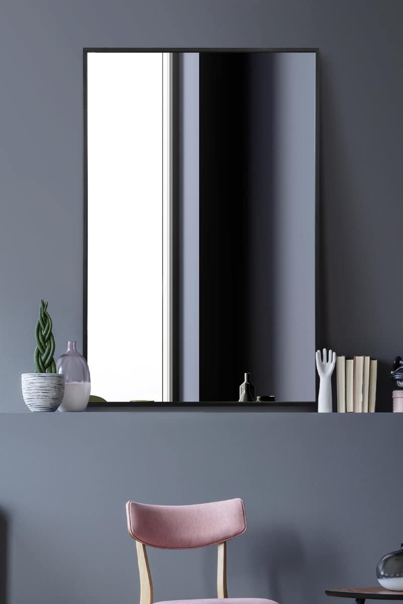Mirroroutlet Unisex Black The Artus - Aluminium Edged Wall Mirror 35" X 24" (90Cm X 60Cm) | : Size 1 Pack