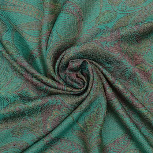 Image of EH KANI GOLD & JAMAWAR SILK SUPER SOFT FLORAL & PAISLEY PASHMINA STOLE SCARF