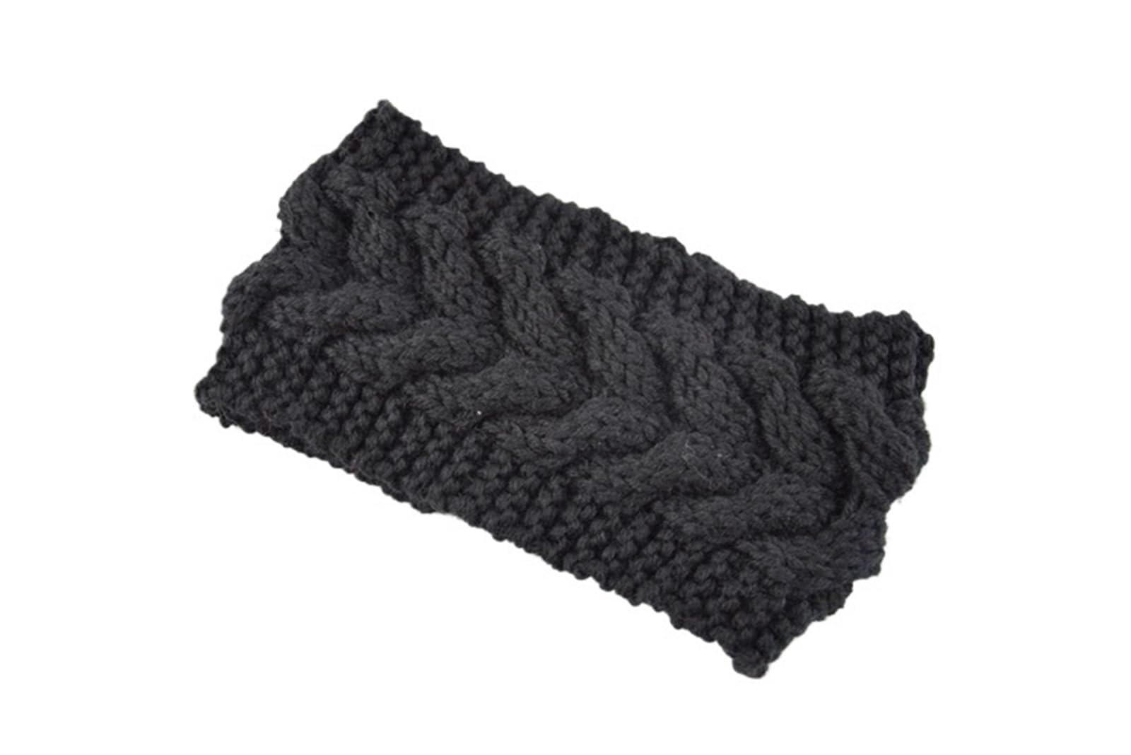 3 uds. Diadema de punto trenzado cálida invierno for mujer hecha a mano Color sólido elástico turbante bandanas accesorio for el cabello Para Mujer(Black)