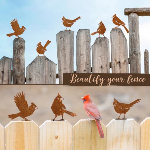 OULYDEKO 5PCS Rusty Birds Decoration, Garden Decor Spring Decorations Outdoor, Metal Birds Yard Decor Perfect Yard Art and Large Outdoor Ornaments, Cardinal Gifts,Metal Bird Silhouette Statues by OULYDEKO - Used condition - Image 5