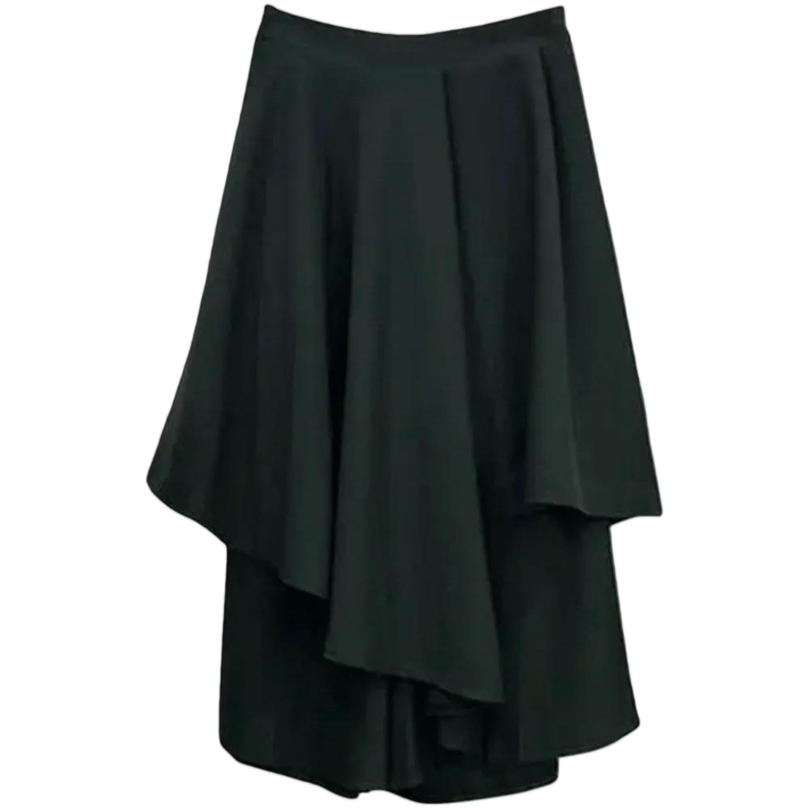Gonna Lunga Gonne Irregolari Pantaloni Donne Alta Vitta Bianco Nero Marrone Lunghe Plizzate-Brown-XXL