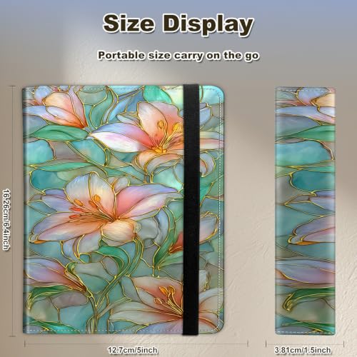 Image of Photo Album 4x6 120 Photos with Strong Elastic Band, Stained Glass Floral | Large Capacity Premium Leather Picture Album, Portable Wallet Albums Photo Book for Family Anniversaries Wedding Baby