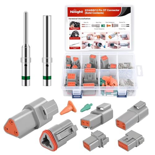 Image of Nilight 2 3 4 6 8 12 PIN DT Connector Kit 3 Sets Size 16 Solid Contacts