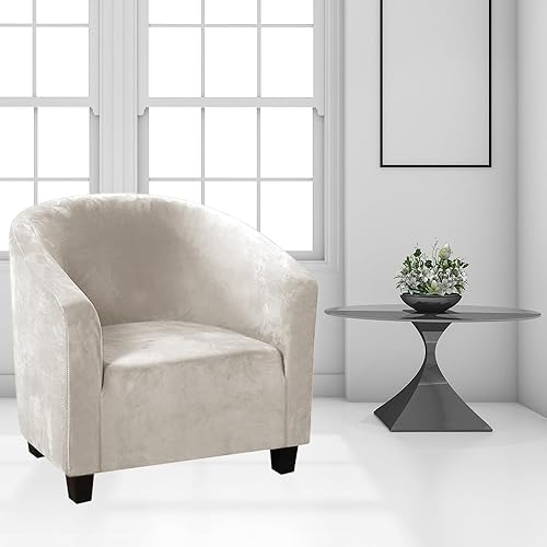 Miniatura 2 de XMNTG Fundas de terciopelo elástico para sillas de bañera, fundas para sillas de club, fundas redondas para sillas de barril, protector de muebles