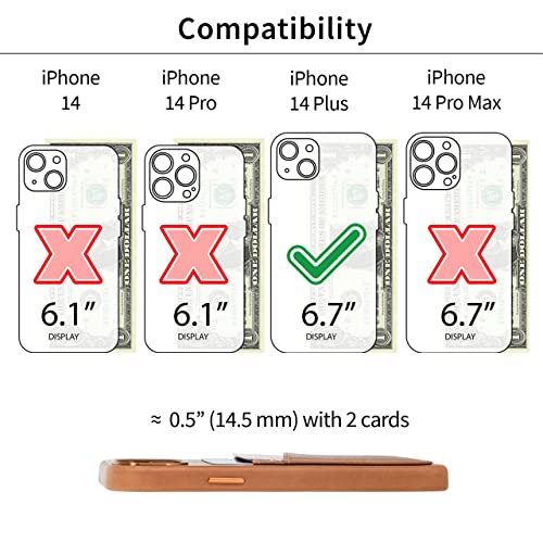 Étui portefeuille iPhone 14 Plus marron pour ranger deux cartes de crédit - 2